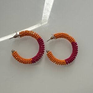 Colorful Beaded Hoop Earrings